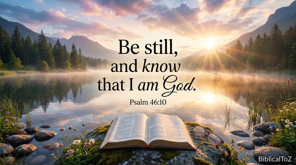 Psalm 46 10 be still and know that I am God peaceful Christian scripture artwork
