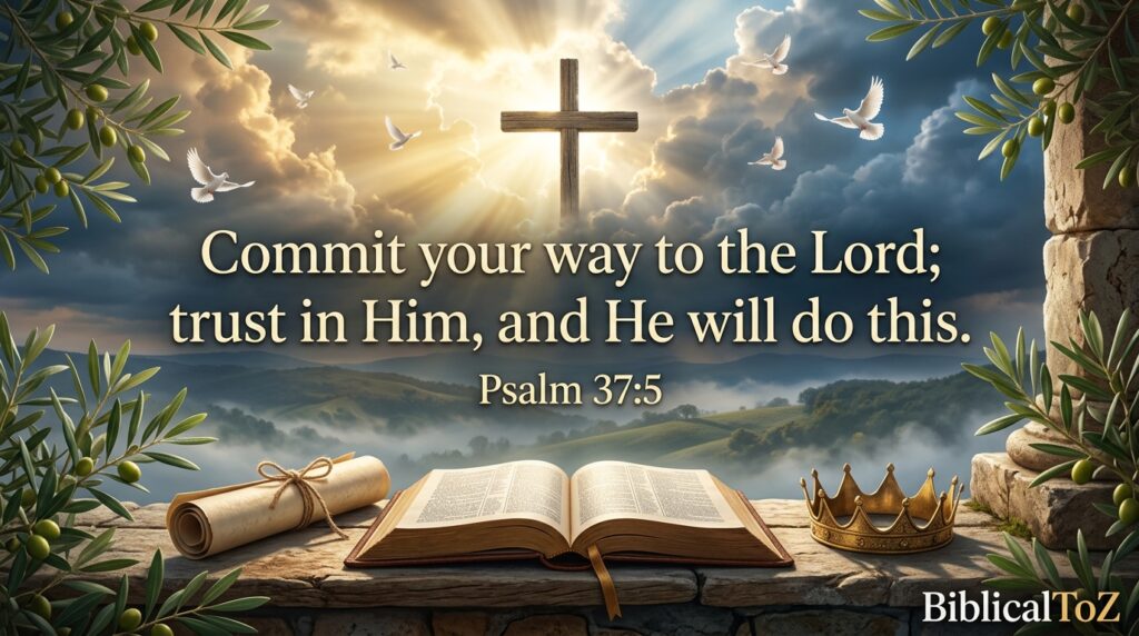 Psalm 37:5 Bible verse about trusting God completely and surrendering every situation to Him.