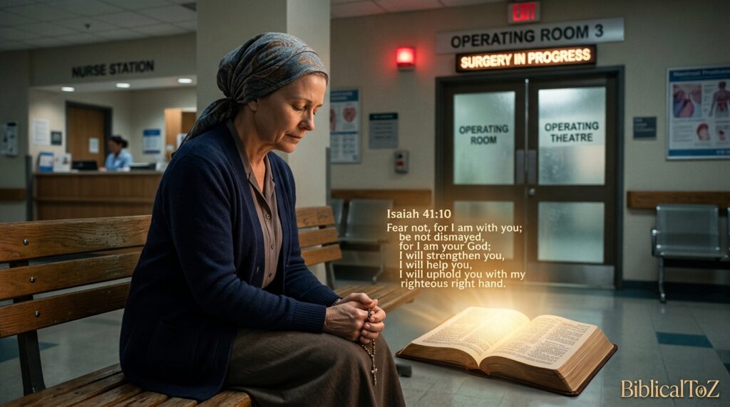 Prayer for sister before surgery with Isaiah 41:10 Bible verse and Christian faith