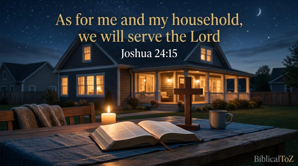 Joshua 24:15 Christian family prayer image for household peace and protection