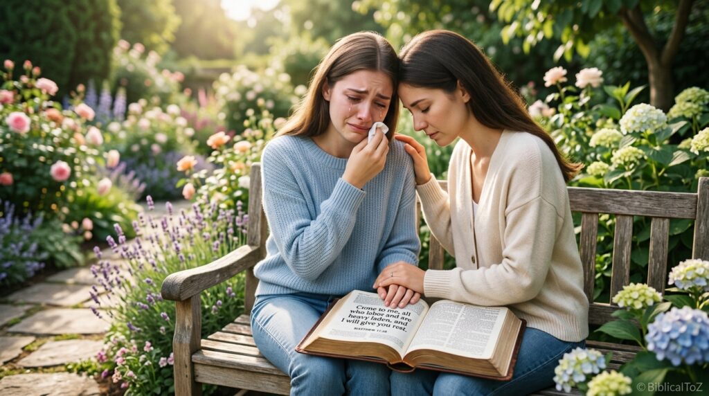 Healing prayer for sister experiencing emotional pain with comforting Bible verse