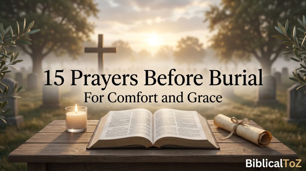 15 prayers before burial for comfort, grace, peace, and hope during a Christian funeral service.